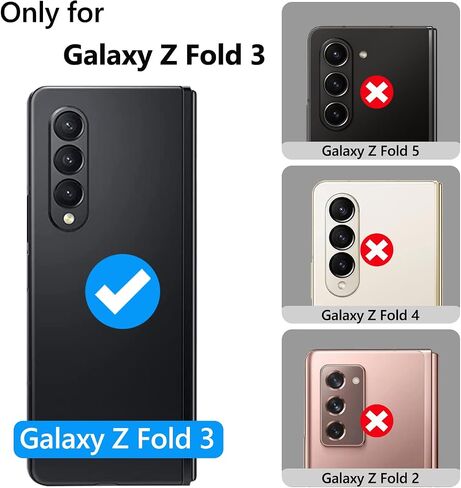 حافظة GBEE لهاتف Samsung Galaxy Z Fold 3 مع حامل بطاقات وحماية مفصلية ومسند وغطاء كاميرا منزلق وواقي شاشة مدمج، حافظة هاتف متينة لهاتف Galaxy Z Fold 3 (أسود) in Saudi Arabia