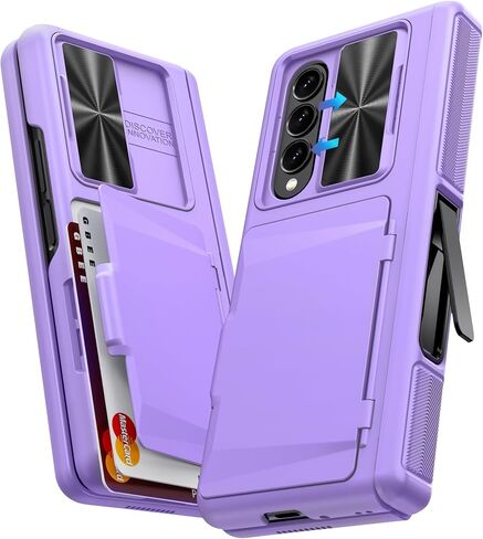 حافظة GBEE لهاتف Samsung Galaxy Z Fold 3 مع حامل بطاقات وحماية مفصلية ومسند وغطاء كاميرا منزلق وواقي شاشة مدمج، حافظة هاتف متينة لهاتف Galaxy Z Fold 3 (أسود) in Saudi Arabia