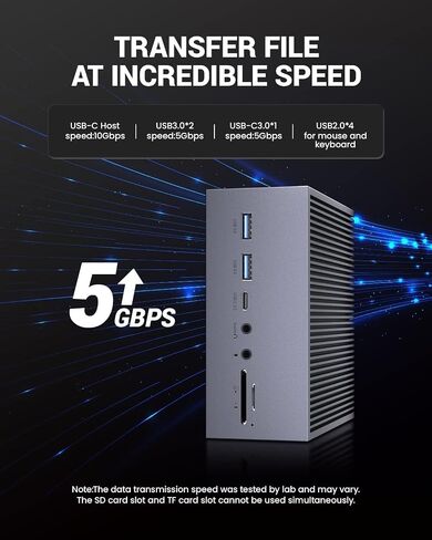 موزع USB C، محطة إرساء، شاشة عرض ثلاثية عالمية 17 في 1 USB C Dock مع 4K@60 هرتز، DP/2*HDMI، شحن PD لأجهزة الكمبيوتر المحمول والكمبيوتر اللوحي (منفذ S/PDIF، USB-A/C 3.0، RJ45 Ethernet، الصوت والميكروفون ، إس دي/تف) in Saudi Arabia