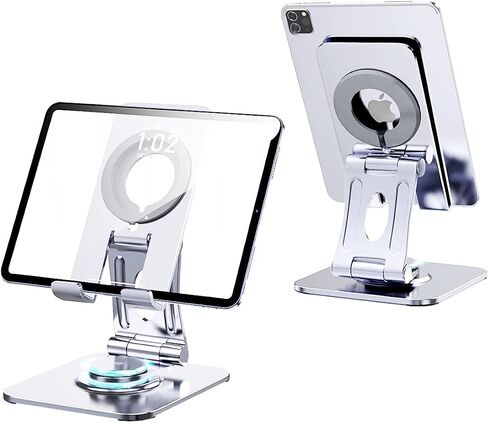 Tablet Stand Swivel，CAOGE Tablet Stand，Aluminum Portable 360°Rotating Tablet iPad Stand for Drawing，Compatible with Tablets Such As iPad Air Mini Pro, Phone 13 Pro 12 (4 -13 inch) Gray in Saudi Arabia