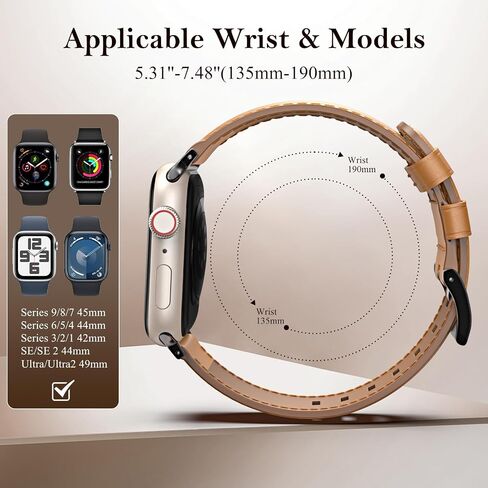 سوار ساعة جلد TiMOVO لساعة Apple Ultra/Ultra2 49 ملم/السلسلة 10/9/8/7/6/5/4/3/2/1/SE 42/44/45/46 ملم، سوار معصم بديل من الجلد العتيق للرجال والنساء in Saudi Arabia