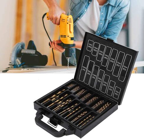 Drill Bit, Drill Bit Set, 99Pcs HSS Titaniums Coated Twists Spiral Drill Bit Set, Hand Electric Drill Round Shank Bit for Metal, Boring Bits in Saudi Arabia