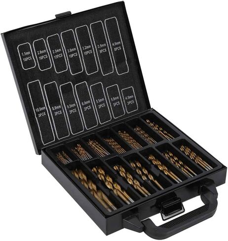 Drill Bit, Drill Bit Set, 99Pcs HSS Titaniums Coated Twists Spiral Drill Bit Set, Hand Electric Drill Round Shank Bit for Metal, Boring Bits in Saudi Arabia