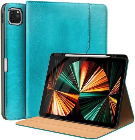 Leather Cases for IPad Pro 12.9 Case 6th/5th/4th/3rd Generation - Protective Multi-Angle Folio with Pencil Holder & Pocket - Auto Wake/Sleep, Premium PU Leather Cover - Brown in Saudi Arabia