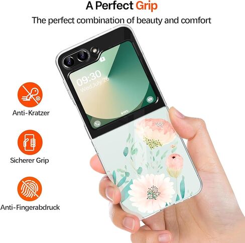 حافظة لهاتف سامسونج Z فليب 6 من السيليكون على شكل زهور جالاكسي Z فليب 6 حافظة رفيعة شفافة للنساء والفتيات غطاء ناعم من البولي يوريثان الحراري مقاوم للصدمات لهاتف سامسونج جالاكسي Z فليب 6 5G حافظة هاتف شفافة كريستالية (C) in Kuwait