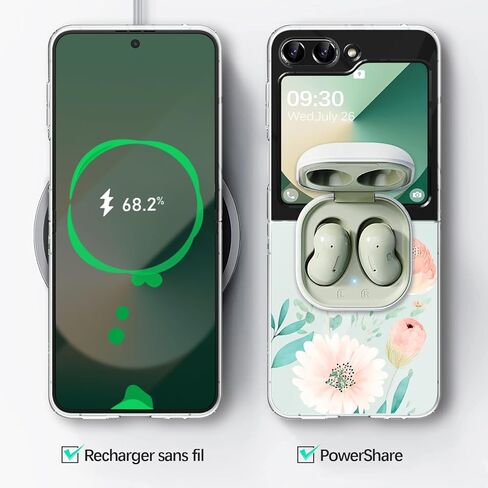 حافظة لهاتف سامسونج Z فليب 6 من السيليكون على شكل زهور جالاكسي Z فليب 6 حافظة رفيعة شفافة للنساء والفتيات غطاء ناعم من البولي يوريثان الحراري مقاوم للصدمات لهاتف سامسونج جالاكسي Z فليب 6 5G حافظة هاتف شفافة كريستالية (C) in Kuwait