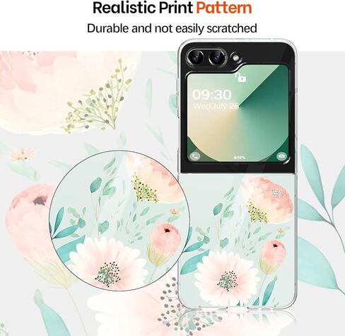 حافظة لهاتف سامسونج Z فليب 6 من السيليكون على شكل زهور جالاكسي Z فليب 6 حافظة رفيعة شفافة للنساء والفتيات غطاء ناعم من البولي يوريثان الحراري مقاوم للصدمات لهاتف سامسونج جالاكسي Z فليب 6 5G حافظة هاتف شفافة كريستالية (C) in Kuwait