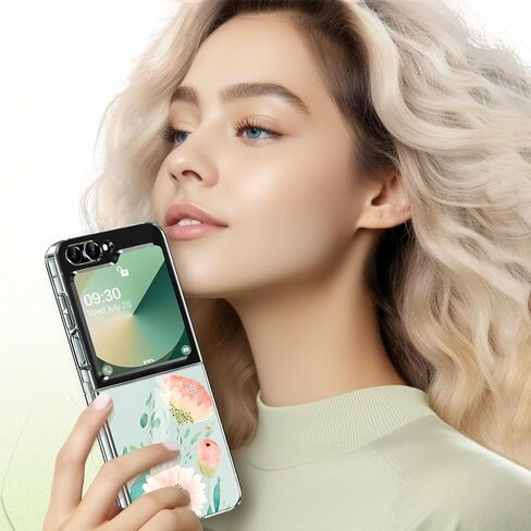 حافظة لهاتف سامسونج Z فليب 6 من السيليكون على شكل زهور جالاكسي Z فليب 6 حافظة رفيعة شفافة للنساء والفتيات غطاء ناعم من البولي يوريثان الحراري مقاوم للصدمات لهاتف سامسونج جالاكسي Z فليب 6 5G حافظة هاتف شفافة كريستالية (C) in Kuwait