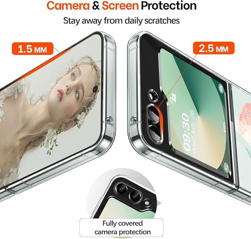 حافظة لهاتف سامسونج Z فليب 6 من السيليكون على شكل زهور جالاكسي Z فليب 6 حافظة رفيعة شفافة للنساء والفتيات غطاء ناعم من البولي يوريثان الحراري مقاوم للصدمات لهاتف سامسونج جالاكسي Z فليب 6 5G حافظة هاتف شفافة كريستالية (C) in Kuwait