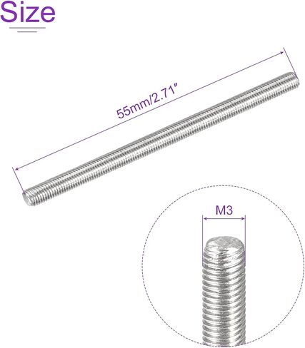 DMiotech 10 Pack M3 x 120mm Fully Threaded Rod 304 Stainless Steel Right Hand Threads Rod Bar Studs Clamps and U-Bolts in Saudi Arabia