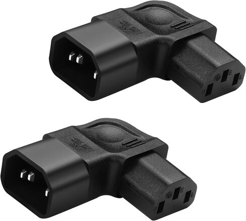 IEC320 90 Degree C14 to C13 Power Adapter Male C14 to Female C13 Power Extension Adapter AC Connector Adapter 250V 10A PDUPlug,for Computer Host/Monitor/Rice Cooker/Electric Kettle (Right Angle) in Saudi Arabia