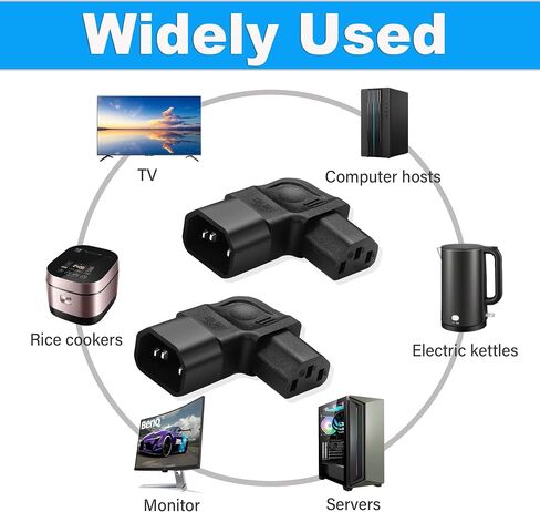 IEC320 90 Degree C14 to C13 Power Adapter Male C14 to Female C13 Power Extension Adapter AC Connector Adapter 250V 10A PDUPlug,for Computer Host/Monitor/Rice Cooker/Electric Kettle (Right Angle) in Saudi Arabia
