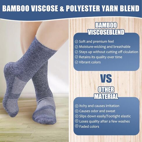 جوارب لمرضى السكري للنساء والرجال - 6 أزواج من الجوارب غير المربوطة لمرضى السكري مقاس 6-9|9-12، جوارب فضفاضة واسعة مع مقدمة بدون خياطة (ألوان متوسطة داكنة - 6 أزواج) in Kuwait