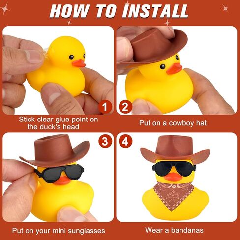 32 مجموعة صغيرة من بطة رعاة البقر المطاطية مع وشاح قبعة رعاة البقر والنظارات الشمسية، لعبة حمام البط الصفراء الصغيرة، ألعاب حوض الاستحمام الصغيرة لحمام السباحة، حمام الطفل، هدايا حفلات أعياد الميلاد (بني) in Kuwait