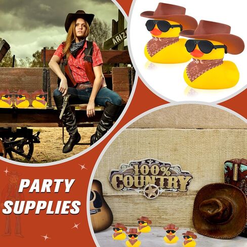 32 مجموعة صغيرة من بطة رعاة البقر المطاطية مع وشاح قبعة رعاة البقر والنظارات الشمسية، لعبة حمام البط الصفراء الصغيرة، ألعاب حوض الاستحمام الصغيرة لحمام السباحة، حمام الطفل، هدايا حفلات أعياد الميلاد (بني) in Kuwait