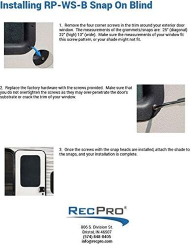 RecPro RV مدخل الباب نافذة الظل ظلة العربة الخصوصية مدخل الشمس قماش التعتيم 16 "× 24" in Saudi Arabia
