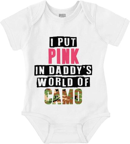 Brisco Brands Pink in Daddy's World of Camo Hunter Baby Bodysuit Jumper Girls in Saudi Arabia