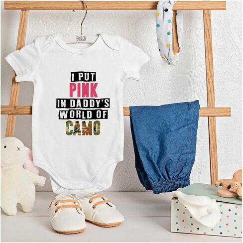 Brisco Brands Pink in Daddy's World of Camo Hunter Baby Bodysuit Jumper Girls in Saudi Arabia