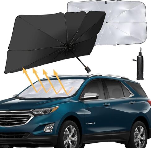 Car Windshield Sun Shade, [2024 Upgrade] Foldable Car Front Windshield Sun Shade Umbrella - Protect Car Interior from UV Rays and Keep Interior Cool, Easy to Store and Use, Fits for Most Vehicles in Saudi Arabia