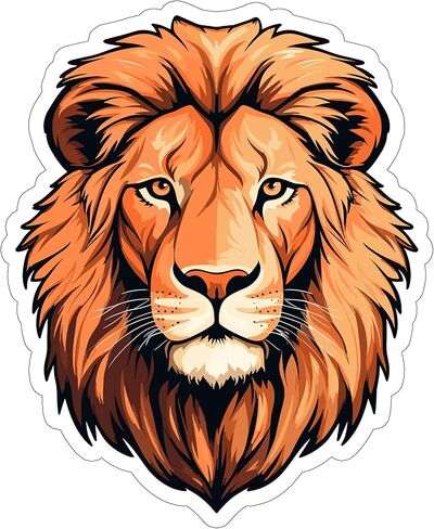 Lion Sticker Weatherproof Souvenir Decal Vinyl Small Waterproof for Water Bottle Mug Passport Book Scrapbook Notebook Laptop Tumbler Skateboard Computer Phone Size 4" Funny Gift ID44990 in Saudi Arabia