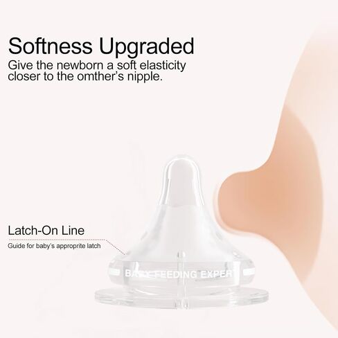 Silicone Bottle Nipple with Latch-On Point, Gentle Flow, Natural Feel (9m+, LL, 4 Counts) in Saudi Arabia
