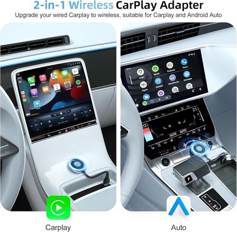 محول Carplay اللاسلكي، محول Carplay اللاسلكي 2 في 1 لأجهزة Apple يحول السلكية إلى محول Carplay اللاسلكي لجهاز iPhone 2024، ترقية التوصيل والتشغيل التلقائي، توصيل السيارات دونجل لسيارات iPhone iOS 10+ in Kuwait