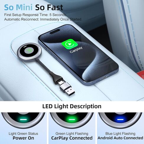 محول Carplay اللاسلكي، محول Carplay اللاسلكي 2 في 1 لأجهزة Apple يحول السلكية إلى محول Carplay اللاسلكي لجهاز iPhone 2024، ترقية التوصيل والتشغيل التلقائي، توصيل السيارات دونجل لسيارات iPhone iOS 10+ in Kuwait