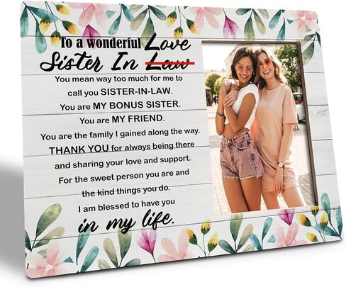 Best Friend Frame, Picture Framed Gift Wood Plaque Sign, Wood Photo Frame Decor Art, Birthday Gift for BFF Friend Bestie Female, Friendship Photo Frame Gift, We Weren't Sisters By Birth in Saudi Arabia
