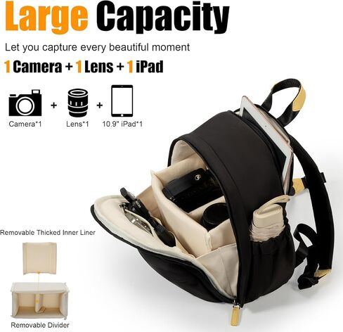 Cwatcun Camera Backpack Bag for Women, Stylish DSLR/SLR Camera Bag with Tripod Strap Laptop Compartment and Removable Dividers Lightweight Photograhy Backpack Case for Canon/Nikon/Sony Accessories in Kuwait