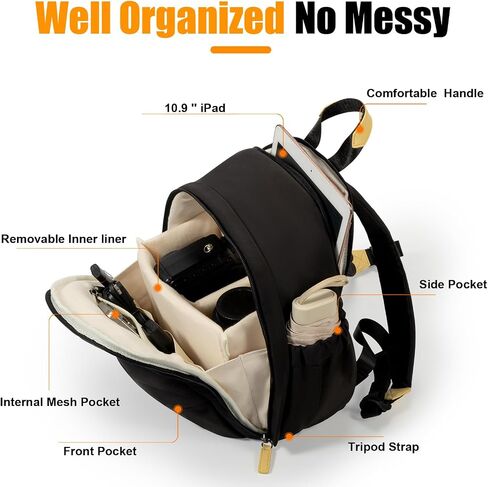 Cwatcun Camera Backpack Bag for Women, Stylish DSLR/SLR Camera Bag with Tripod Strap Laptop Compartment and Removable Dividers Lightweight Photograhy Backpack Case for Canon/Nikon/Sony Accessories in Kuwait