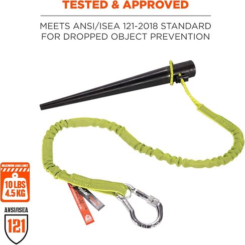 Ergodyne - 19002 Squids 3100 Tool Lanyard with Single Carabiner and Adjustable Loop End, Standard Length, Black in Kuwait