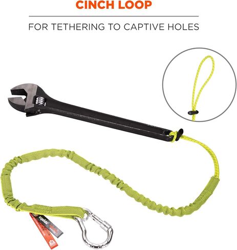 Ergodyne - 19002 Squids 3100 Tool Lanyard with Single Carabiner and Adjustable Loop End, Standard Length, Black in Kuwait