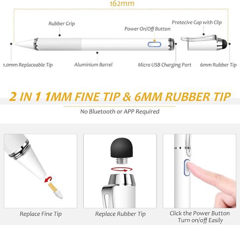 Stylus for iPad with Palm Rejection, MEKO Active Pencil Compatible with (2018-2020) Apple iPad Pro (11/12.9 Inch),iPad 6th/7th/8th Gen/Mini 5th Gen/Air 3rd/4th Gen for Precise Writing/Drawing (White) in Saudi Arabia