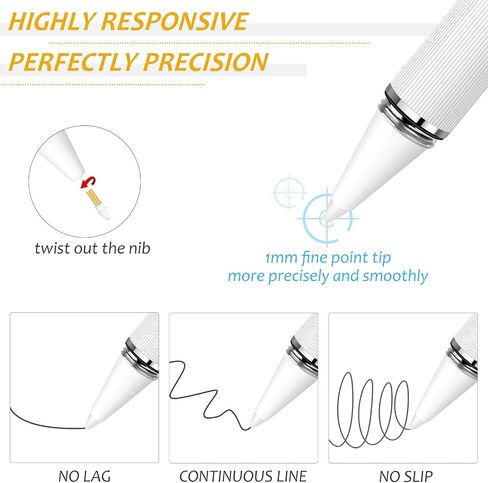 Stylus for iPad with Palm Rejection, MEKO Active Pencil Compatible with (2018-2020) Apple iPad Pro (11/12.9 Inch),iPad 6th/7th/8th Gen/Mini 5th Gen/Air 3rd/4th Gen for Precise Writing/Drawing (White) in Saudi Arabia