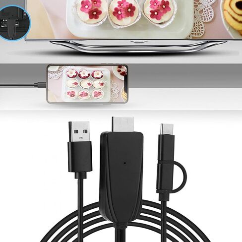 محول مشاركة الشاشة، كابل الشاشة نفسه USB-C إلى 1080P HD يدعم تطبيق Miraplug، مناسب للاستخدام وخفيف الوزن للمكتب والتلفزيون in Saudi Arabia