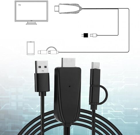 محول مشاركة الشاشة، كابل الشاشة نفسه USB-C إلى 1080P HD يدعم تطبيق Miraplug، مناسب للاستخدام وخفيف الوزن للمكتب والتلفزيون in Saudi Arabia