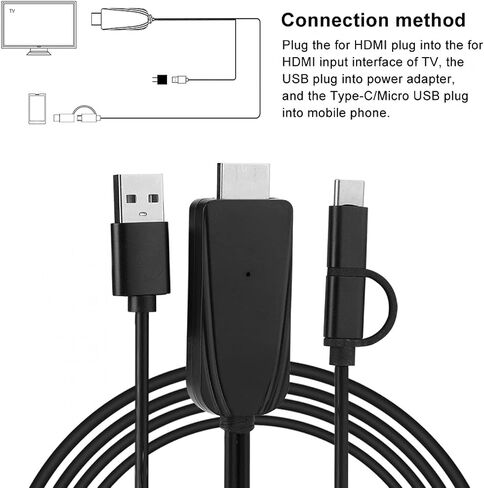 محول مشاركة الشاشة، كابل الشاشة نفسه USB-C إلى 1080P HD يدعم تطبيق Miraplug، مناسب للاستخدام وخفيف الوزن للمكتب والتلفزيون in Saudi Arabia
