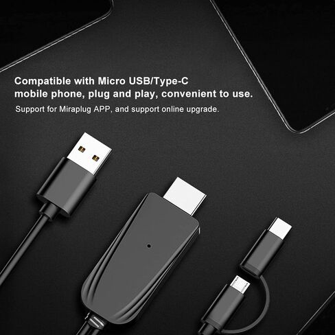 محول مشاركة الشاشة، كابل الشاشة نفسه USB-C إلى 1080P HD يدعم تطبيق Miraplug، مناسب للاستخدام وخفيف الوزن للمكتب والتلفزيون in Saudi Arabia