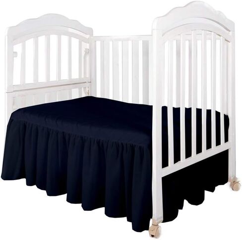 Crib Bed Skirt Split Corner,Dust Ruffle 100% Cotton Nursery Crib Toddler Bedding Skirt for Baby Boys or Girls, Ruffled 14" Drop White Solid in Saudi Arabia