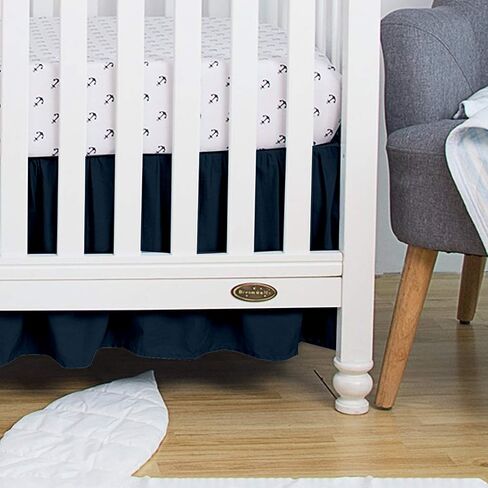 Crib Bed Skirt Split Corner,Dust Ruffle 100% Cotton Nursery Crib Toddler Bedding Skirt for Baby Boys or Girls, Ruffled 14" Drop White Solid in Saudi Arabia