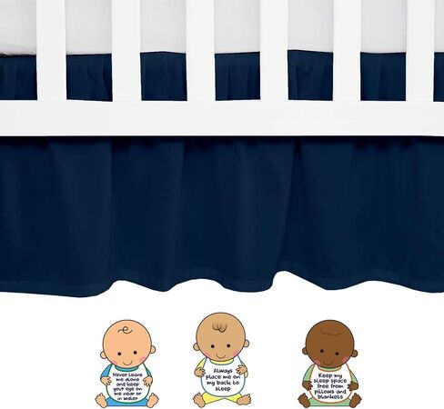 Crib Bed Skirt Split Corner,Dust Ruffle 100% Cotton Nursery Crib Toddler Bedding Skirt for Baby Boys or Girls, Ruffled 14" Drop White Solid in Saudi Arabia