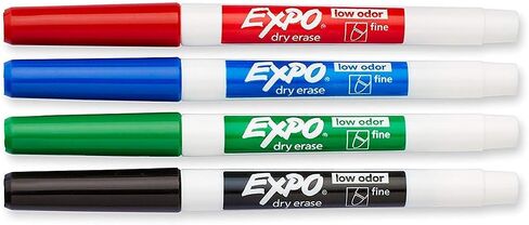 EXPO 86674K Low-Odor Dry Erase Markers, Fine Point, Assorted Colors, 4-Count in Saudi Arabia