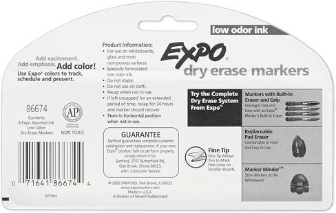 EXPO 86674K Low-Odor Dry Erase Markers, Fine Point, Assorted Colors, 4-Count in Saudi Arabia