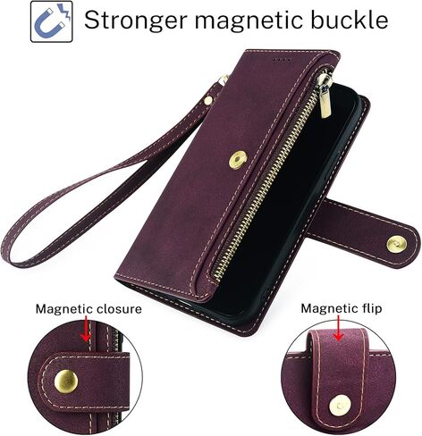 Antsturdy Samsung Galaxy Note 10 Wallet case with Card Holder for Women Men,Galaxy Note 10 Phone case RFID Blocking PU Leather Flip Shockproof Cover with Strap Zipper Credit Card Slots,Wine Red in Saudi Arabia