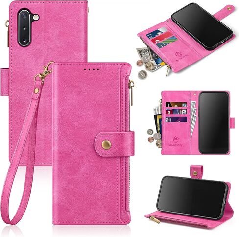 Antsturdy Samsung Galaxy Note 10 Wallet case with Card Holder for Women Men,Galaxy Note 10 Phone case RFID Blocking PU Leather Flip Shockproof Cover with Strap Zipper Credit Card Slots,Wine Red in Saudi Arabia