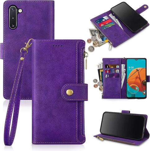 Antsturdy Samsung Galaxy Note 10 Wallet case with Card Holder for Women Men,Galaxy Note 10 Phone case RFID Blocking PU Leather Flip Shockproof Cover with Strap Zipper Credit Card Slots,Wine Red in Saudi Arabia
