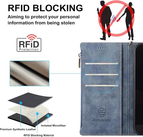 Antsturdy Samsung Galaxy Note 10 Wallet case with Card Holder for Women Men,Galaxy Note 10 Phone case RFID Blocking PU Leather Flip Shockproof Cover with Strap Zipper Credit Card Slots,Wine Red in Kuwait