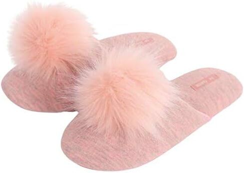 Millffy Women's Cozy House Slippers Fluffy Faux Fur ball Comfy Slides Bedroom Home Cotton knit Slippers in Saudi Arabia