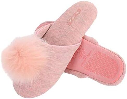 Millffy Women's Cozy House Slippers Fluffy Faux Fur ball Comfy Slides Bedroom Home Cotton knit Slippers in Saudi Arabia