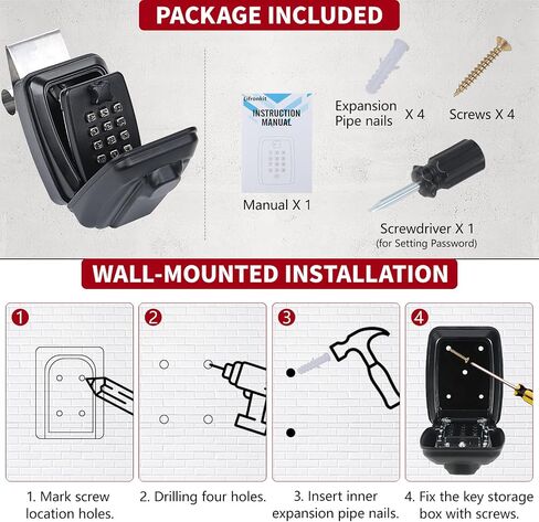Lifronkit Car Key Lock Box, Yellow Punch Button Combination Lock Box, Car Window Lock Box Wall Lock Box, Sturdy Waterproof Security Lock Box for Keys, Credit Cards, Fit for Turo, Ride Share, GetAround in Saudi Arabia